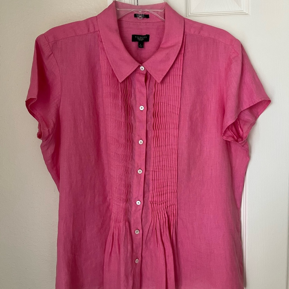 Talbots Pink Linen Top